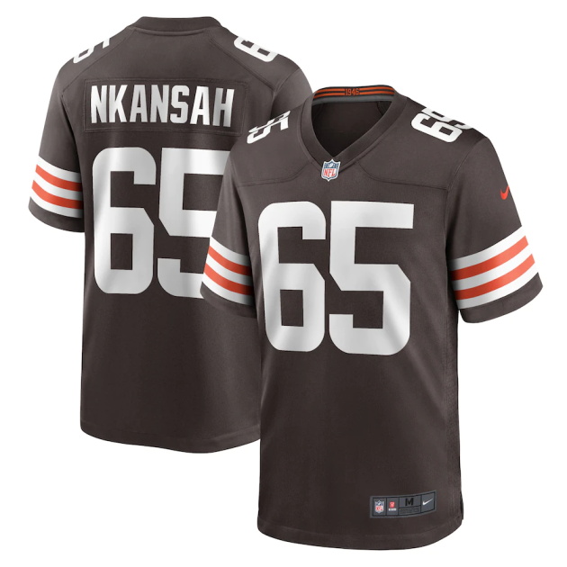 mens nike elijah nkansah brown cleveland browns game player jersey